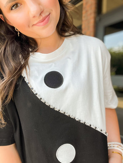 Ying Yang Cropped Tee-100 - TOPS - SHORT SLEEVE/SLEEVELESS-ON TWELFTH-[option4]-[option5]-[option6]-Leather & Lace Boutique Shop