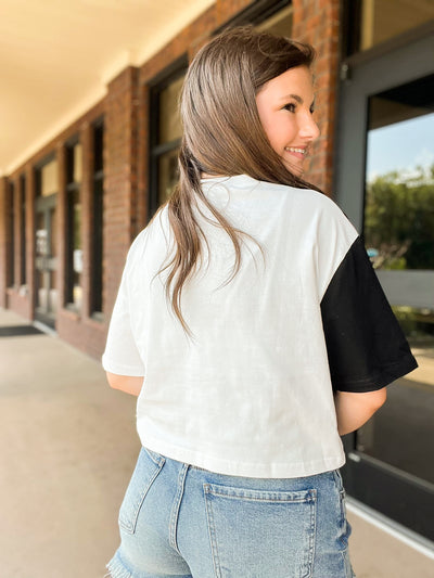 Ying Yang Cropped Tee-100 - TOPS - SHORT SLEEVE/SLEEVELESS-ON TWELFTH-[option4]-[option5]-[option6]-Leather & Lace Boutique Shop