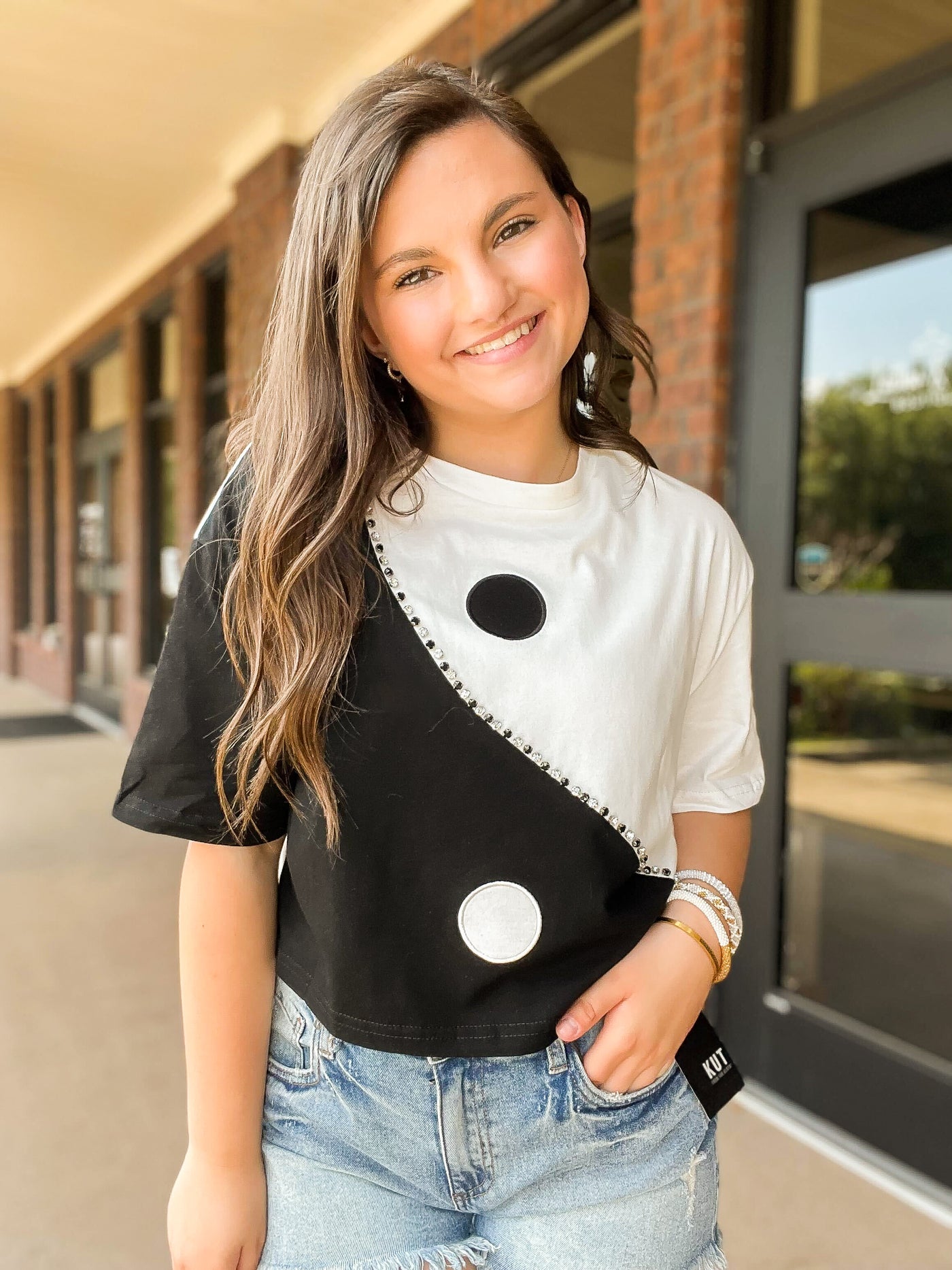 Ying Yang Cropped Tee-100 - TOPS - SHORT SLEEVE/SLEEVELESS-ON TWELFTH-[option4]-[option5]-[option6]-Leather & Lace Boutique Shop