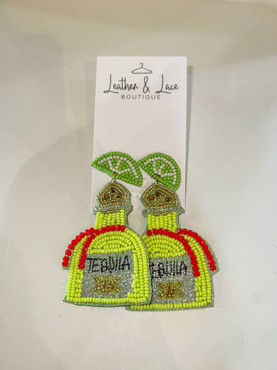 Tequila Beaded Earrings- Yellow-190 - ACCESSORIES - JEWELRY-LEATHER & LACE-[option4]-[option5]-[option6]-Leather & Lace Boutique Shop