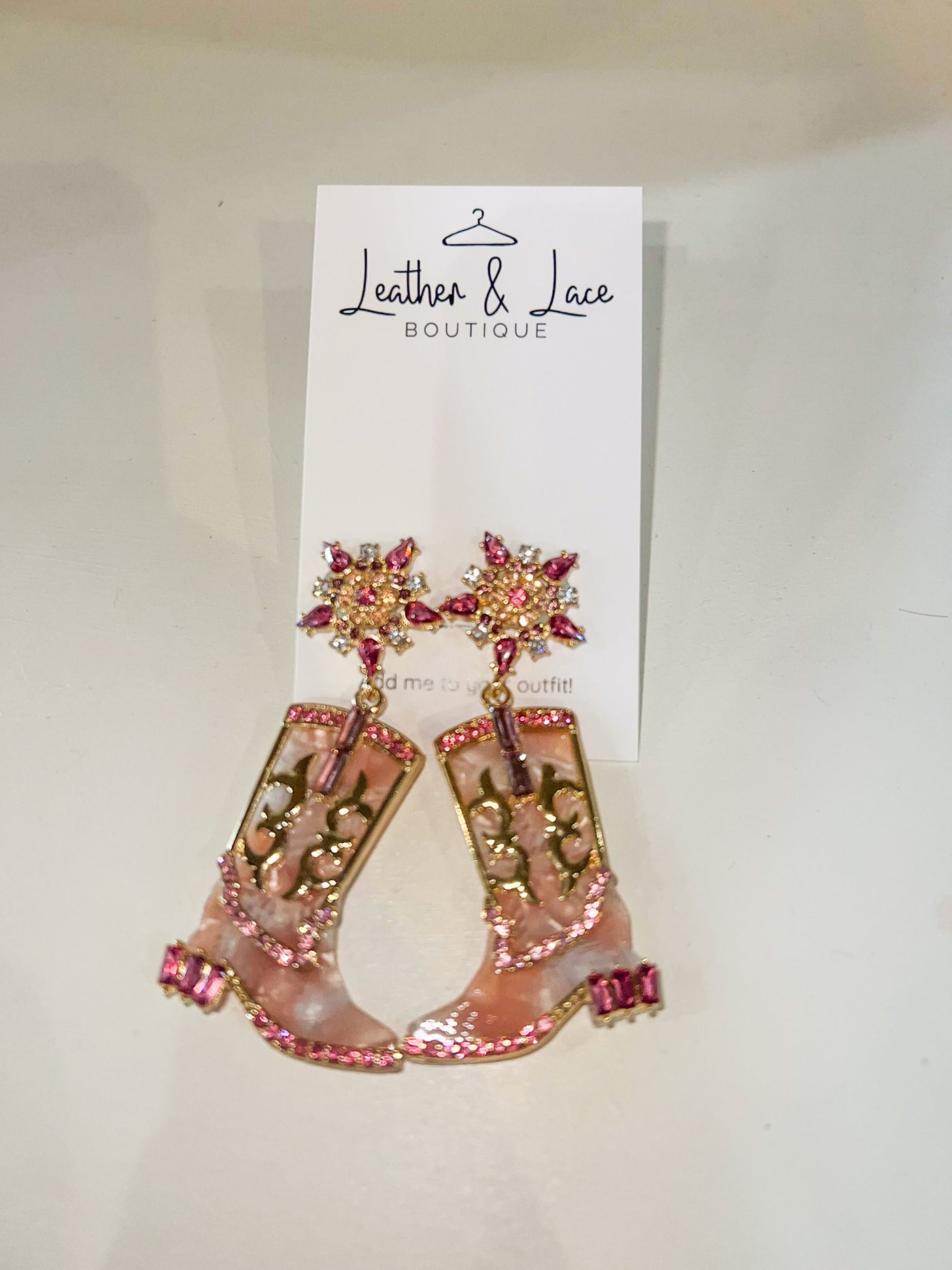 So Extra Cowgirl Boot Earrings- Pink-190 - ACCESSORIES - JEWELRY-LEATHER & LACE-[option4]-[option5]-[option6]-Leather & Lace Boutique Shop