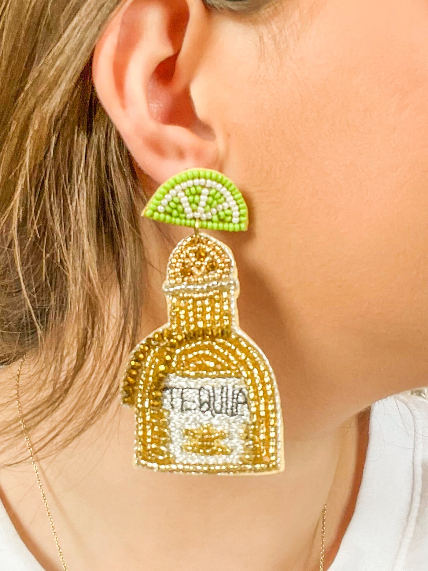 Tequila Beaded Earrings- Gold-190 - ACCESSORIES - JEWELRY-LEATHER & LACE-[option4]-[option5]-[option6]-Leather & Lace Boutique Shop