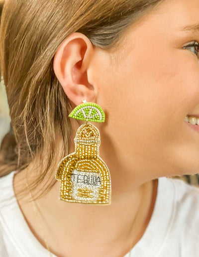 Tequila Beaded Earrings- Gold-190 - ACCESSORIES - JEWELRY-LEATHER & LACE-[option4]-[option5]-[option6]-Leather & Lace Boutique Shop