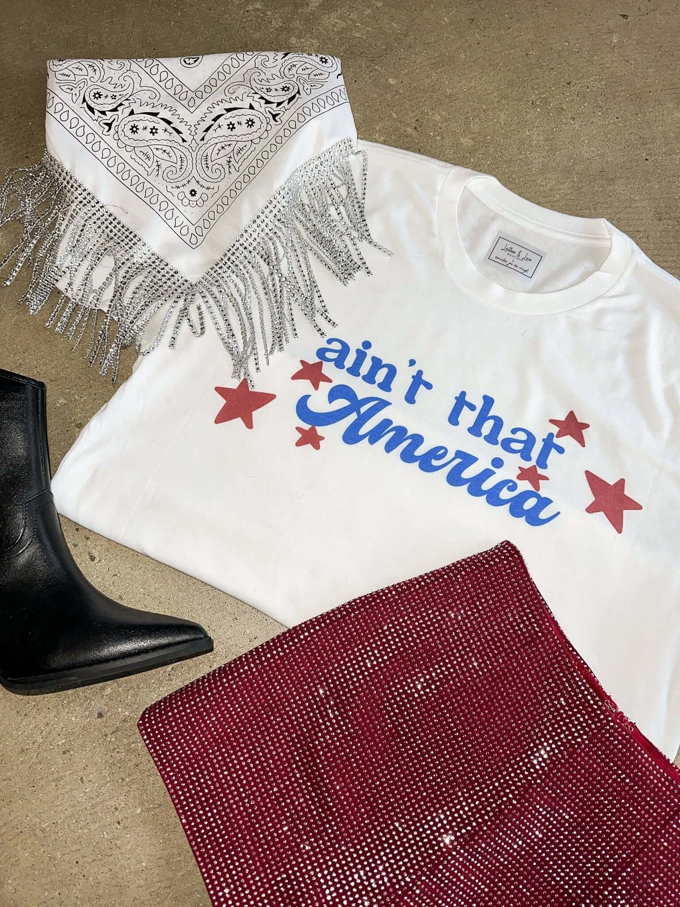 Ain't That America Graphic Tee-135 - DEMAND GRAPHIC-LEATHER & LACE-[option4]-[option5]-[option6]-Leather & Lace Boutique Shop