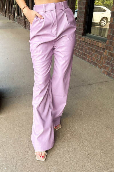 Lilac Leather Trousers-160 - BOTTOMS - OTHER-&MERCI-[option4]-[option5]-[option6]-Leather & Lace Boutique Shop