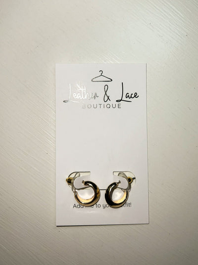 Simple Gold Mini Hoops-190 - ACCESSORIES - JEWELRY-LEATHER & LACE-[option4]-[option5]-[option6]-Leather & Lace Boutique Shop