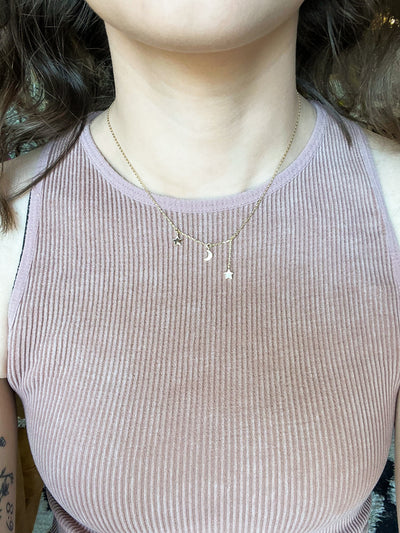 The Moon & All My Stars Dainty Necklace-190 - ACCESSORIES - JEWELRY-LEATHER & LACE-[option4]-[option5]-[option6]-Leather & Lace Boutique Shop