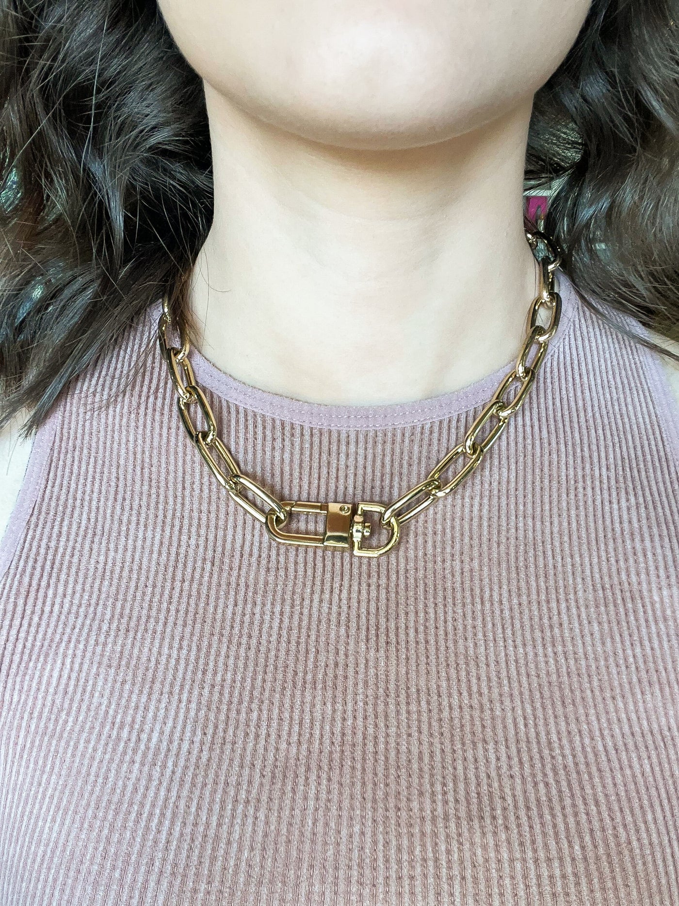 Gold Link Clasp Chain-190 - ACCESSORIES - JEWELRY-LEATHER & LACE-[option4]-[option5]-[option6]-Leather & Lace Boutique Shop