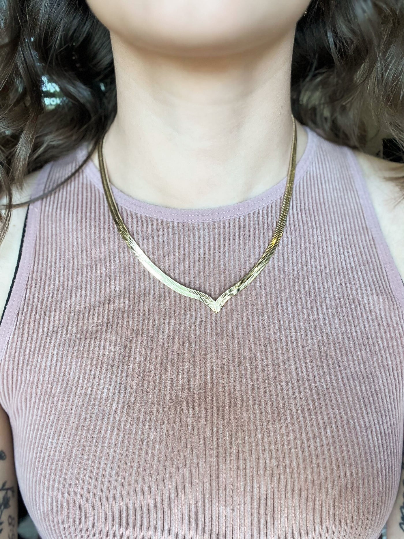 Veronica V-Shaped Snake Chain-190 - ACCESSORIES - JEWELRY-LEATHER & LACE-[option4]-[option5]-[option6]-Leather & Lace Boutique Shop