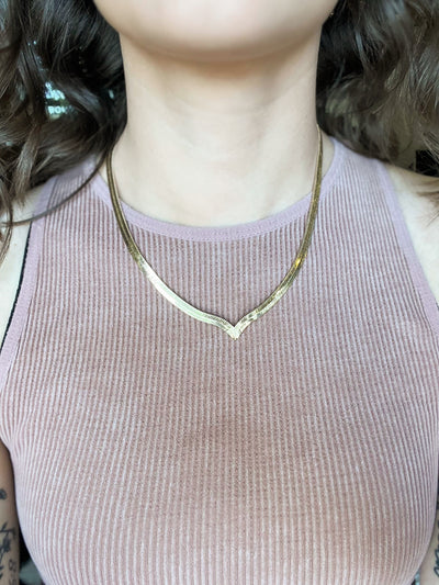 Veronica V-Shaped Snake Chain-190 - ACCESSORIES - JEWELRY-LEATHER & LACE-[option4]-[option5]-[option6]-Leather & Lace Boutique Shop