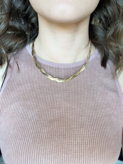 Braided Snake Chain Necklace-190 - ACCESSORIES - JEWELRY-LEATHER & LACE-Gold-[option4]-[option5]-[option6]-Leather & Lace Boutique Shop