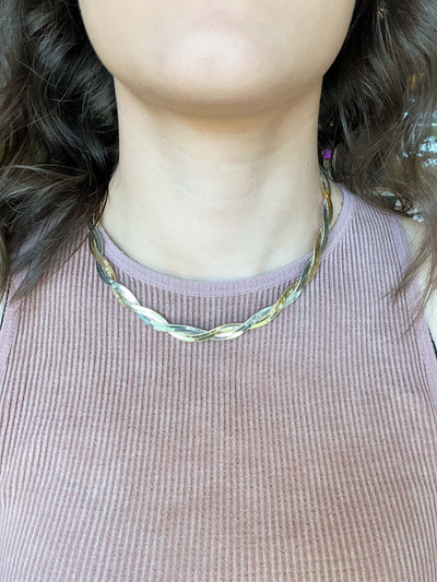 Braided Snake Chain Necklace-190 - ACCESSORIES - JEWELRY-LEATHER & LACE-Silver/Gold-[option4]-[option5]-[option6]-Leather & Lace Boutique Shop
