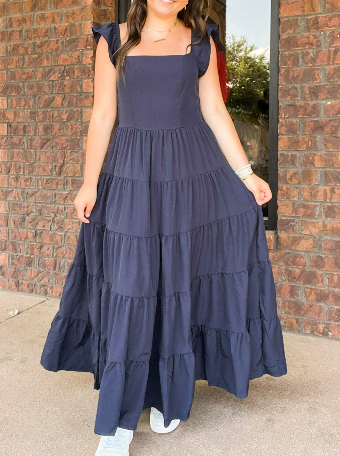 When In Rome Ruffle Midi Dress-170 - DRESSES / ROMPERS / SETS-LEATHER & LACE-[option4]-[option5]-[option6]-Leather & Lace Boutique Shop