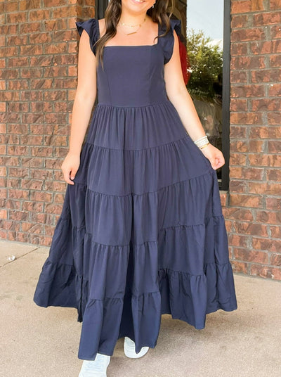 When In Rome Ruffle Midi Dress-170 - DRESSES / ROMPERS / SETS-LEATHER & LACE-[option4]-[option5]-[option6]-Leather & Lace Boutique Shop