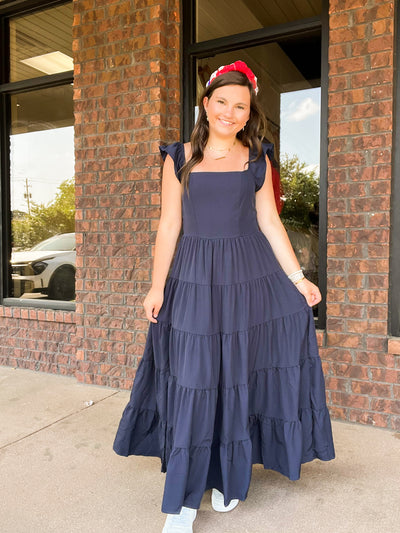 When In Rome Ruffle Midi Dress-170 - DRESSES / ROMPERS / SETS-LEATHER & LACE-[option4]-[option5]-[option6]-Leather & Lace Boutique Shop