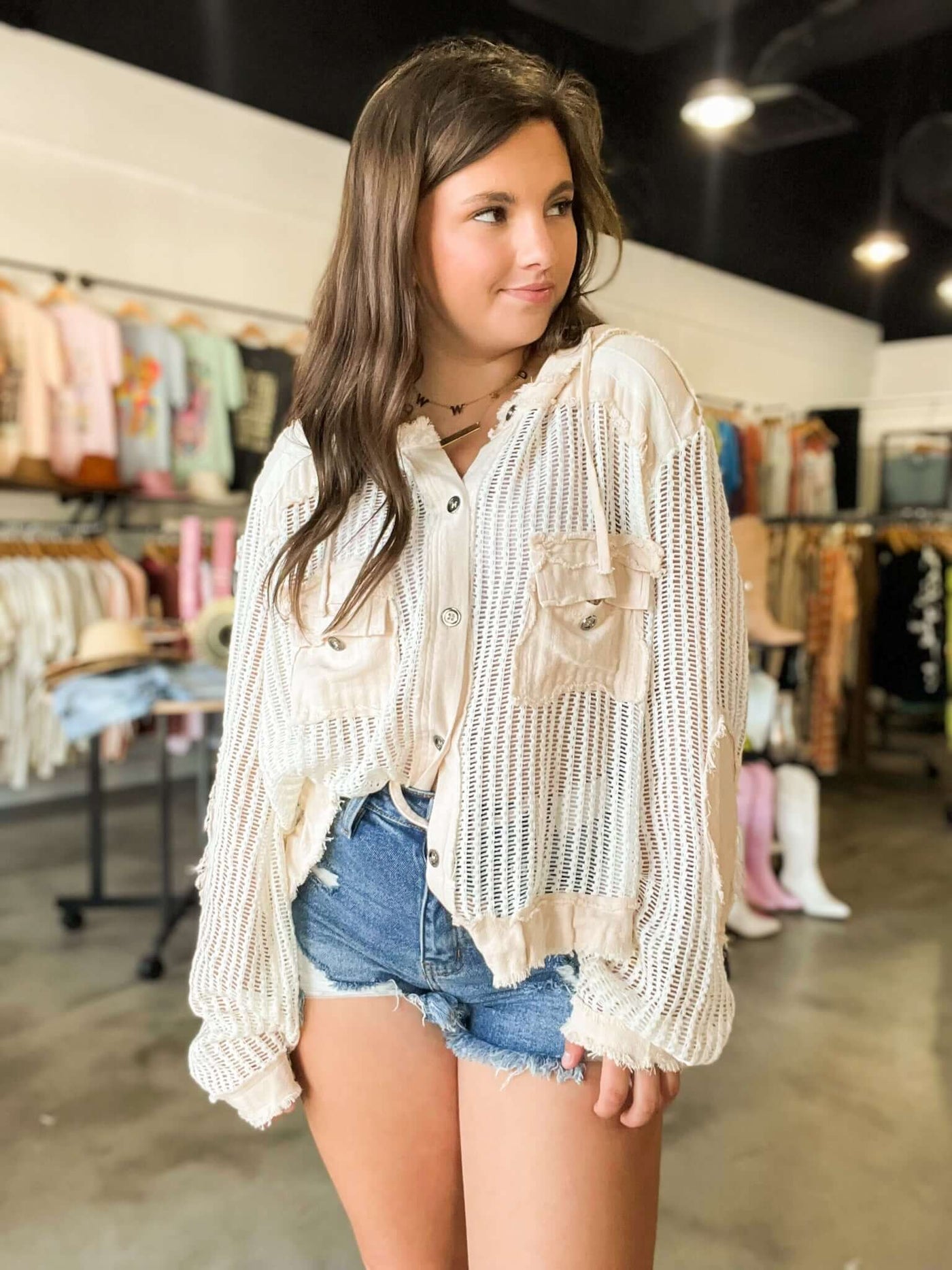 Addison Crochet Mesh Summer Jacket-140 - TOPS - LAYERS/OUTERWEAR-POL-[option4]-[option5]-[option6]-Leather & Lace Boutique Shop
