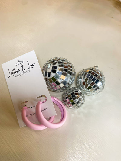 Matte Oval Hoops-190 - ACCESSORIES - JEWELRY-LEATHER & LACE-Pink-[option4]-[option5]-[option6]-Leather & Lace Boutique Shop