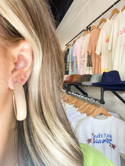 Matte Oval Hoops-190 - ACCESSORIES - JEWELRY-LEATHER & LACE-[option4]-[option5]-[option6]-Leather & Lace Boutique Shop