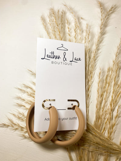 Matte Oval Hoops-190 - ACCESSORIES - JEWELRY-LEATHER & LACE-Brown-[option4]-[option5]-[option6]-Leather & Lace Boutique Shop