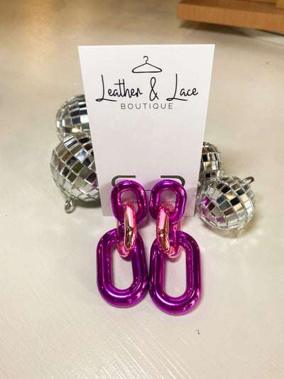 Purple Chain Link Drops-190 - ACCESSORIES - JEWELRY-LEATHER & LACE-[option4]-[option5]-[option6]-Leather & Lace Boutique Shop
