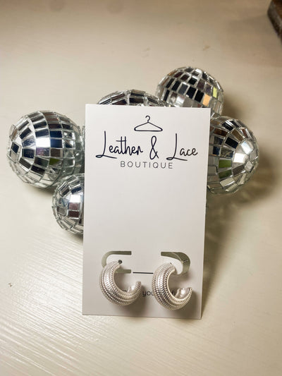 Silver Shell Mini Hoops-190 - ACCESSORIES - JEWELRY-LEATHER & LACE-[option4]-[option5]-[option6]-Leather & Lace Boutique Shop