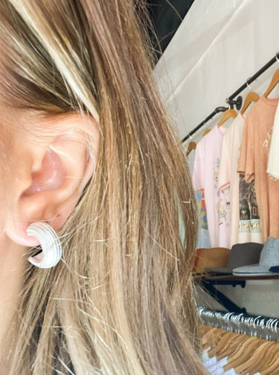 Silver Shell Mini Hoops-190 - ACCESSORIES - JEWELRY-LEATHER & LACE-[option4]-[option5]-[option6]-Leather & Lace Boutique Shop