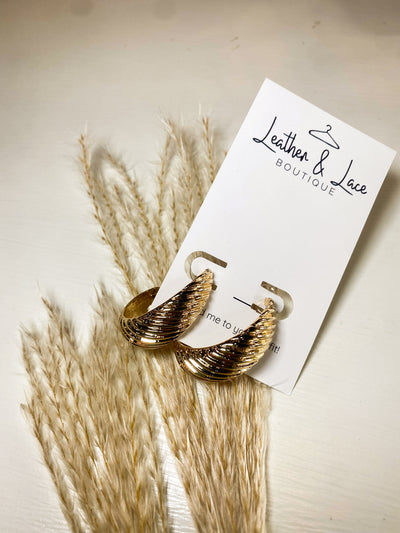 Gold Shell Hoops-190 - ACCESSORIES - JEWELRY-LEATHER & LACE-[option4]-[option5]-[option6]-Leather & Lace Boutique Shop