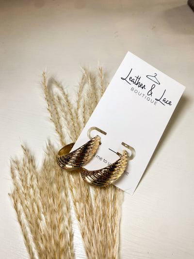 Gold Shell Hoops-190 - ACCESSORIES - JEWELRY-LEATHER & LACE-[option4]-[option5]-[option6]-Leather & Lace Boutique Shop