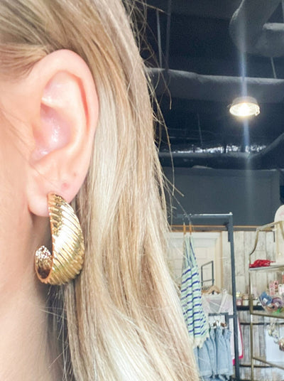 Gold Shell Hoops-190 - ACCESSORIES - JEWELRY-LEATHER & LACE-[option4]-[option5]-[option6]-Leather & Lace Boutique Shop