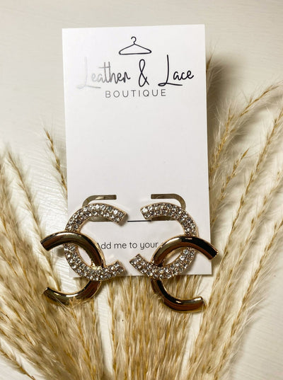 Gold & Rhinestone Intertwined Studs-190 - ACCESSORIES - JEWELRY-LEATHER & LACE-[option4]-[option5]-[option6]-Leather & Lace Boutique Shop