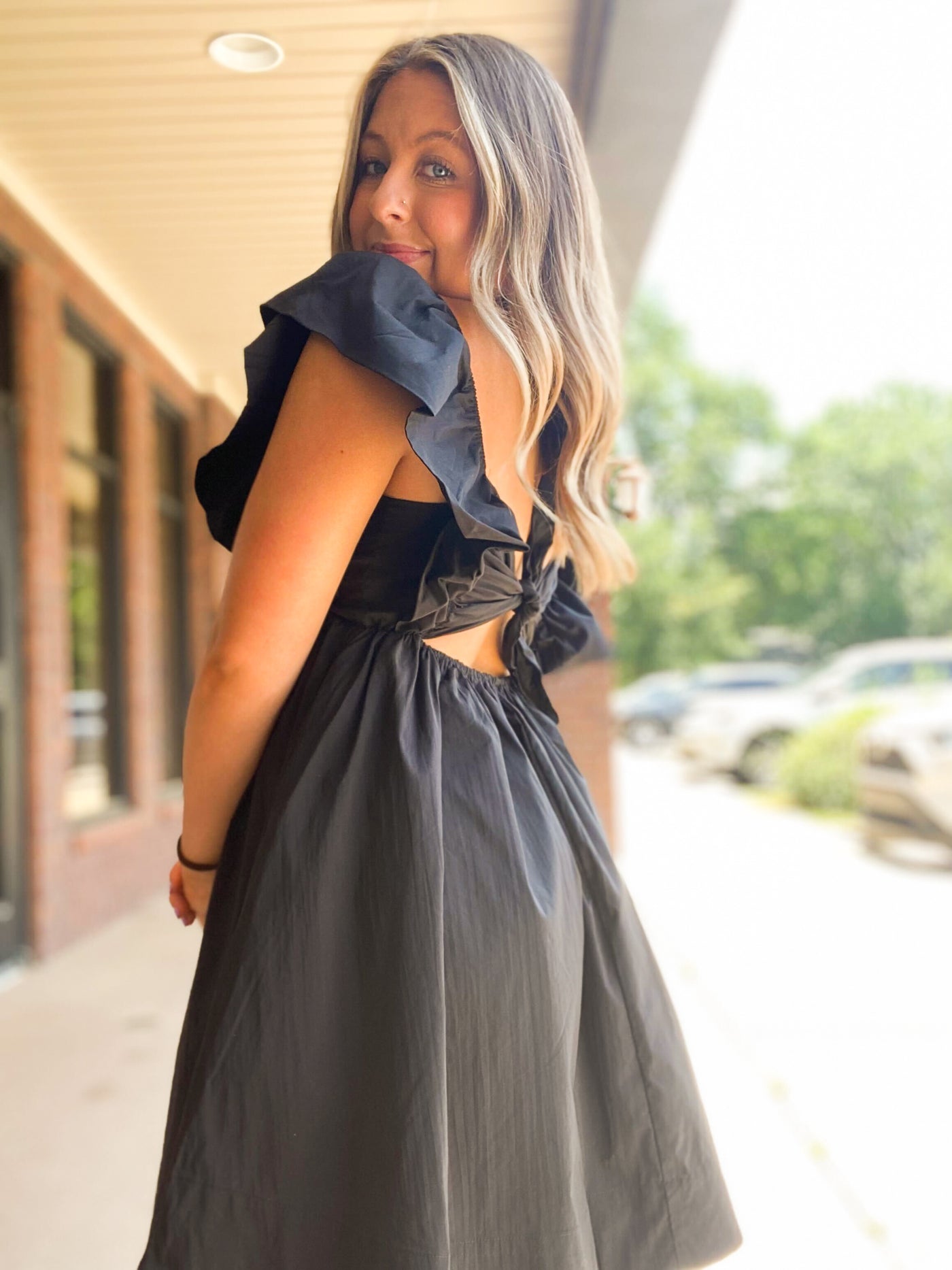 Touchdown Ruffle Mini Dress - Black-170 - DRESSES / ROMPERS / SETS-DAY + MOON-[option4]-[option5]-[option6]-Leather & Lace Boutique Shop