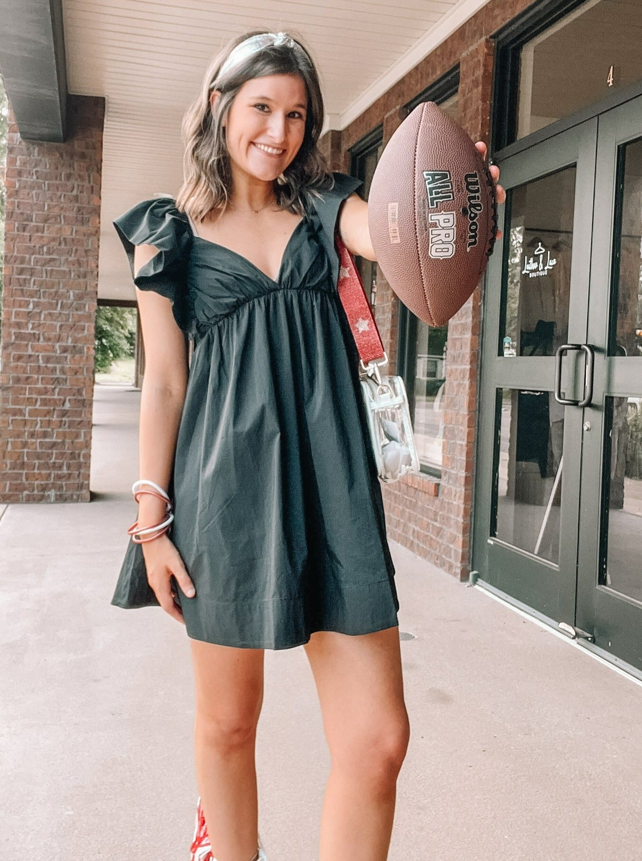 Touchdown Ruffle Mini Dress - Black-170 - DRESSES / ROMPERS / SETS-DAY + MOON-[option4]-[option5]-[option6]-Leather & Lace Boutique Shop