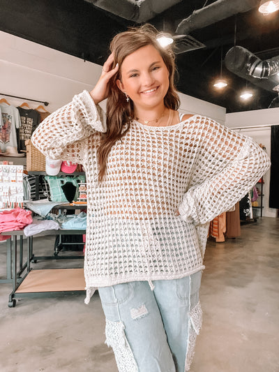 Sandy Beaches Mesh Kit Pullover-140 - TOPS - LAYERS/OUTERWEAR-POL-[option4]-[option5]-[option6]-Leather & Lace Boutique Shop