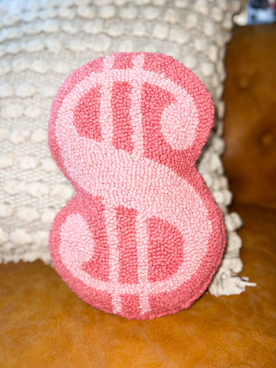 Dollar Sign Hook Pillow-190 - ACCESSORIES - HOME-PEKING HANDICRAFT-[option4]-[option5]-[option6]-Leather & Lace Boutique Shop
