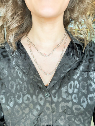 Silver Paperclip Chain-190 - ACCESSORIES - JEWELRY-LEATHER & LACE-[option4]-[option5]-[option6]-Leather & Lace Boutique Shop