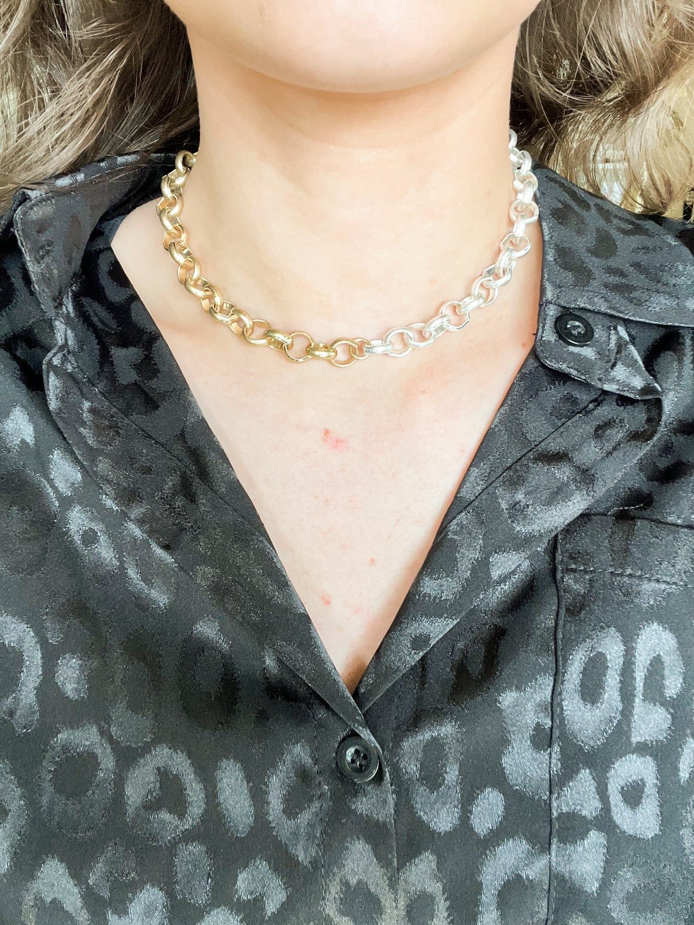 Mixed Metal Circle Chain-190 - ACCESSORIES - JEWELRY-LEATHER & LACE-[option4]-[option5]-[option6]-Leather & Lace Boutique Shop