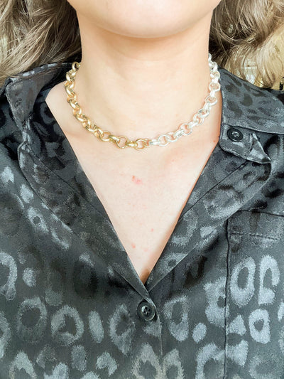 Mixed Metal Circle Chain-190 - ACCESSORIES - JEWELRY-LEATHER & LACE-[option4]-[option5]-[option6]-Leather & Lace Boutique Shop