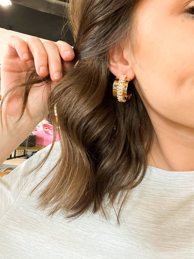 Baguette Gold Cuff Hoops-190 - ACCESSORIES - JEWELRY-LEATHER & LACE-[option4]-[option5]-[option6]-Leather & Lace Boutique Shop