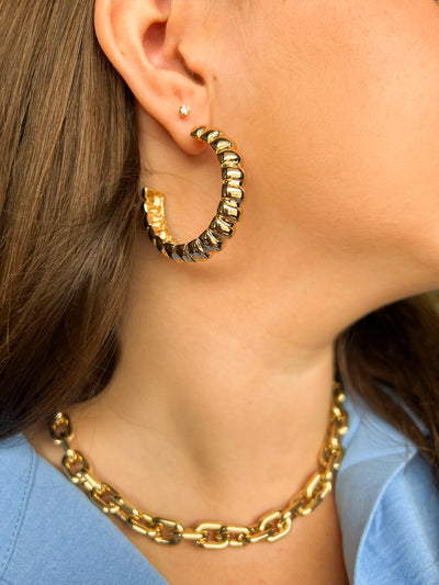 Large Gold Bubble Hoops-190 - ACCESSORIES - JEWELRY-LEATHER & LACE-[option4]-[option5]-[option6]-Leather & Lace Boutique Shop