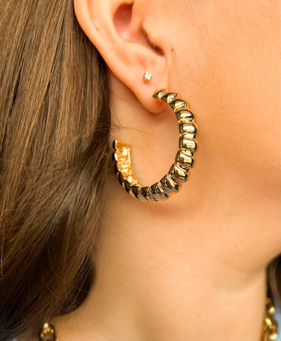 Large Gold Bubble Hoops-190 - ACCESSORIES - JEWELRY-LEATHER & LACE-[option4]-[option5]-[option6]-Leather & Lace Boutique Shop