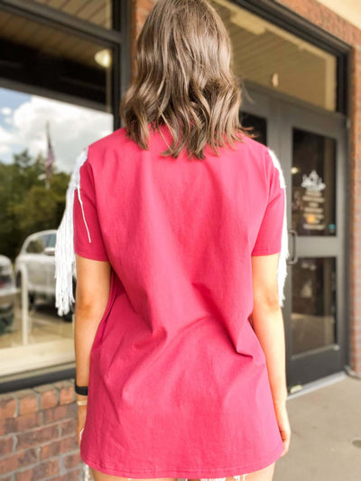Alabama Fringe Short Sleeve Tee-100 - TOPS - SHORT SLEEVE/SLEEVELESS-FANTASTIC FAWN-[option4]-[option5]-[option6]-Leather & Lace Boutique Shop