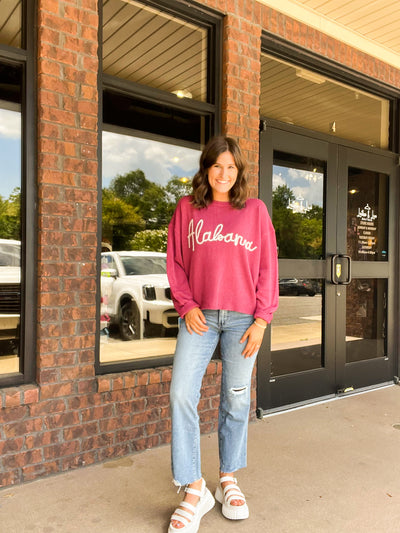 Script Alabama Knit Sweater-130 - TOPS - SWEATERS/SWEATSHIRTS-LE LIS-[option4]-[option5]-[option6]-Leather & Lace Boutique Shop