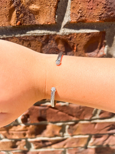 With A Twist Cable Bracelet - Rhinestone Mini-190 - ACCESSORIES - JEWELRY-LEATHER & LACE-[option4]-[option5]-[option6]-Leather & Lace Boutique Shop