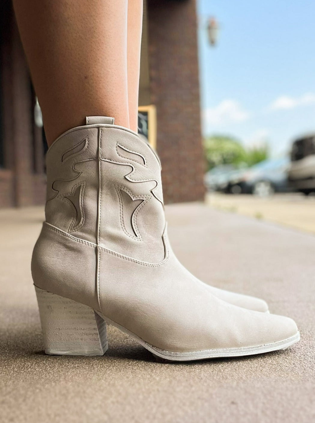 Little Suede Booties- Off White-180 - SHOES-LET’S SEE STYLE-[option4]-[option5]-[option6]-Leather & Lace Boutique Shop