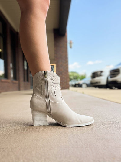 Little Suede Booties- Off White-180 - SHOES-LET’S SEE STYLE-[option4]-[option5]-[option6]-Leather & Lace Boutique Shop