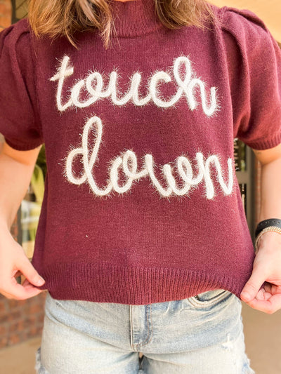 Touchdown Puff Sleeve Sweater-130 - TOPS - SWEATERS/SWEATSHIRTS-PEACH LOVE-[option4]-[option5]-[option6]-Leather & Lace Boutique Shop