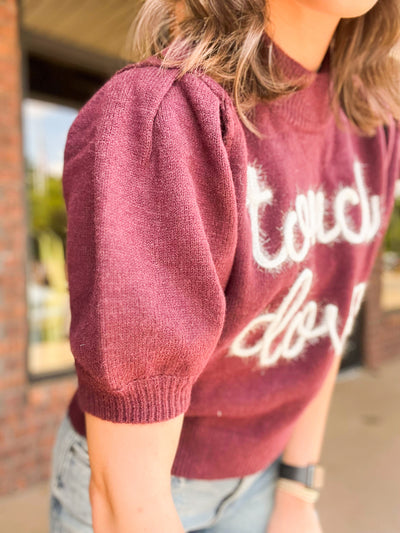 Touchdown Puff Sleeve Sweater-130 - TOPS - SWEATERS/SWEATSHIRTS-PEACH LOVE-[option4]-[option5]-[option6]-Leather & Lace Boutique Shop