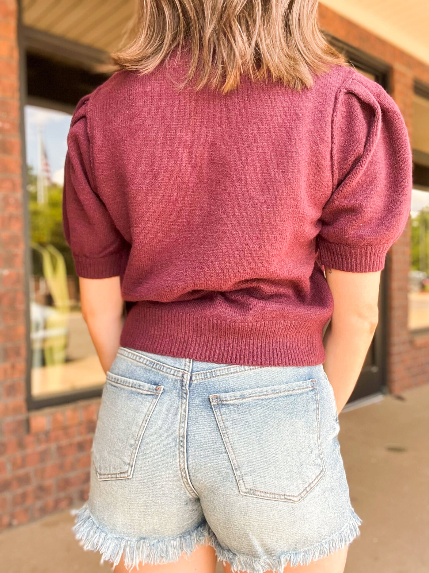 Touchdown Puff Sleeve Sweater-130 - TOPS - SWEATERS/SWEATSHIRTS-PEACH LOVE-[option4]-[option5]-[option6]-Leather & Lace Boutique Shop