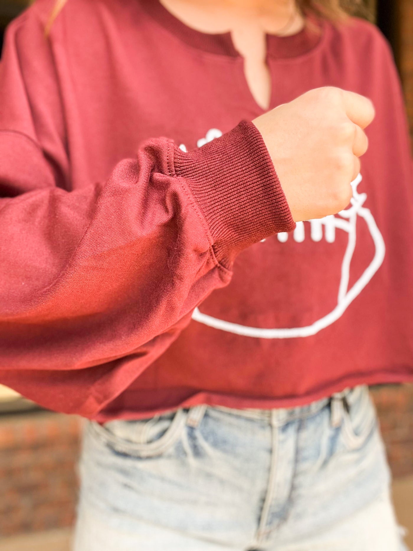 Game Day Crop Sweatshirt-110 - TOPS - LONG SLEEVE-PEACH LOVE-[option4]-[option5]-[option6]-Leather & Lace Boutique Shop