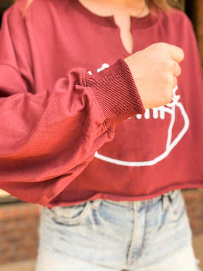 Game Day Crop Sweatshirt-110 - TOPS - LONG SLEEVE-PEACH LOVE-[option4]-[option5]-[option6]-Leather & Lace Boutique Shop